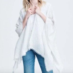 NWT Rag & Bone Pinstripe linen blend poncho Hampden style black stripe one size